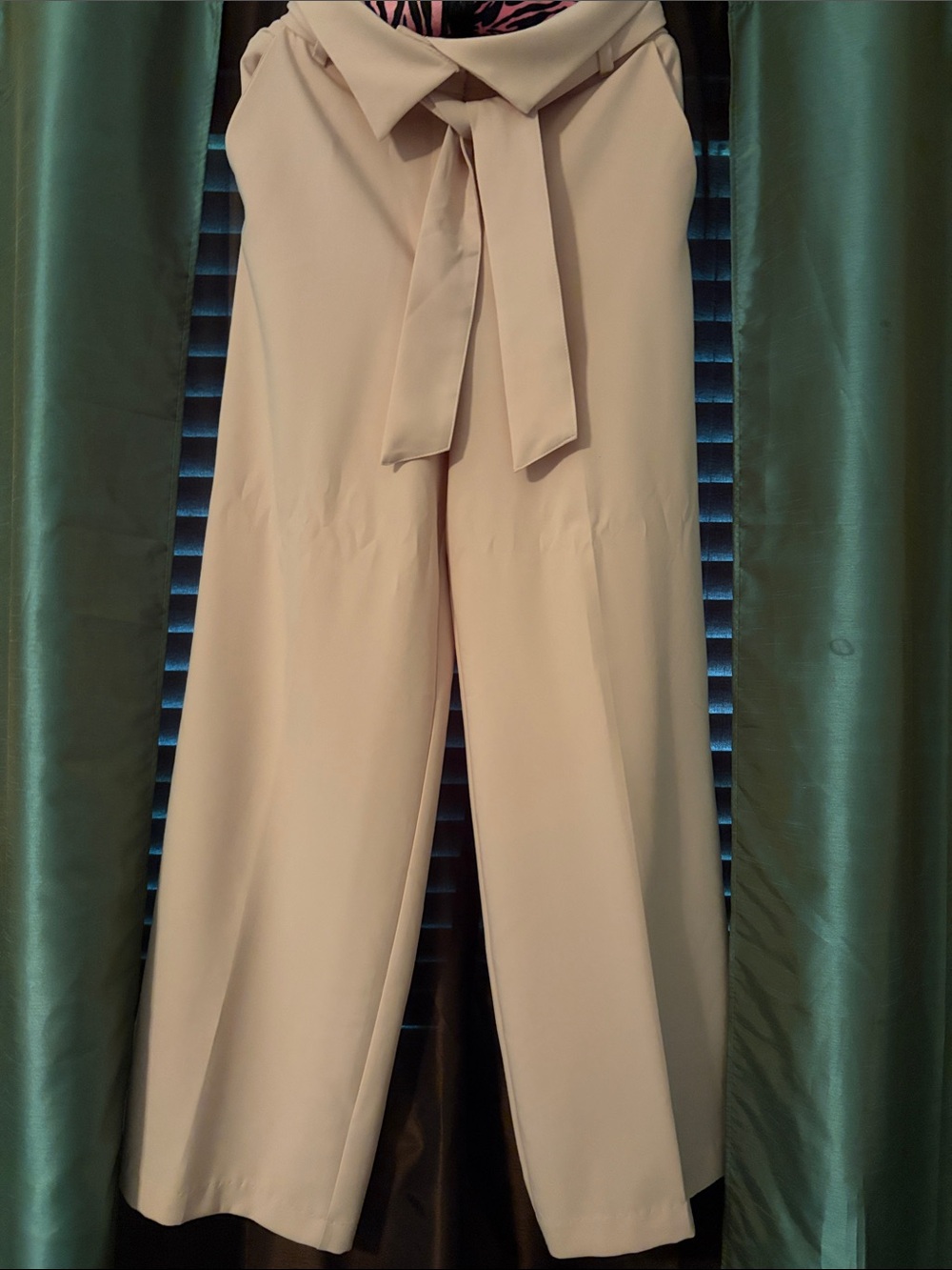 New York & Company Pale Pink Wide-Leg Tie-Waist Pants